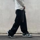 Drawstring Button-up Wide-leg Pants