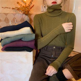 High Neck Rib Knit Top