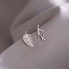 Asymmetrical Stud Earring 1 Pair - 925 Silver - Silver - One Size