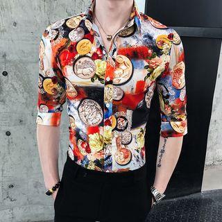 Short-sleeve Coin Print Shirt