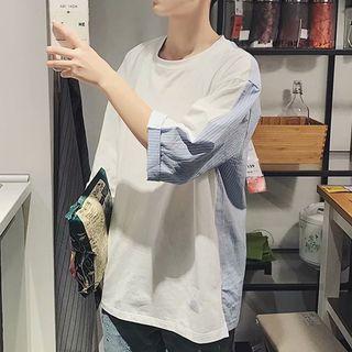 Couple-matching 3/4-sleeve Paneled T-shirt