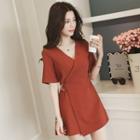 Short-sleeve Mini A-line Wrap Dress