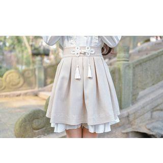 Tasseled Pleated Mini Skirt