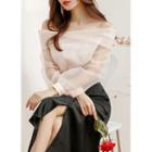 Folded Off-shoulder Organza Blouse