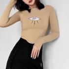 Off-shoulder Eye Print T-shirt