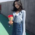 V-neck Ruffle Trim Blouse
