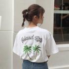 Palm Tree Embroidered Short-sleeve T-shirt