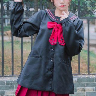 Bow Neck Buttoned Jacket