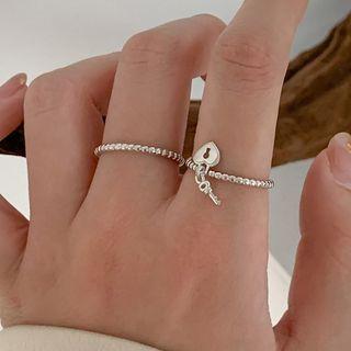 Heart Lock Open Ring 1pc - Silver - One Size