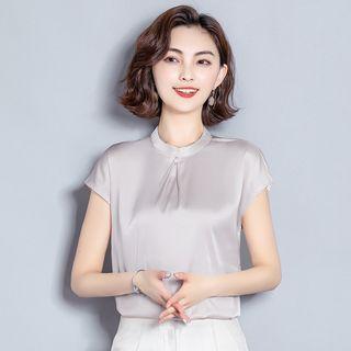 Crew-neck Cap-sleeve Blouse