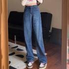 Boot-cut Washed Baggy Jeans