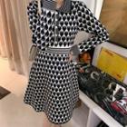 Heart Patterned Midi A-line Knit Dress