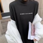 Long-sleeve Mock-neck Lettering Dress