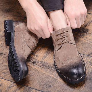 Lace-up Genuine Suede Wingtip Shoes