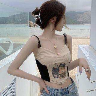 Cat Print Cropped Camisole Top