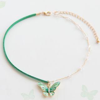 Asymmetric Alloy Butterfly Pendant Choker