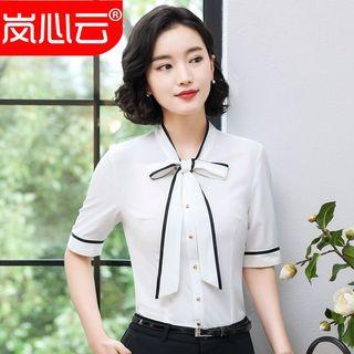 Elbow-sleeve Blouse / Slim-fit Dress Pants / Set