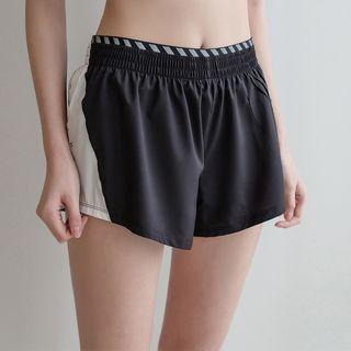 Paneled Lettering Sports Shorts