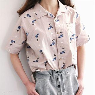 Bear Print Short-sleeve Shirt