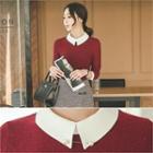 Contrast-collared Knit Top