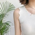 Frilled Slim-fit Sleeveless Top