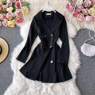 Double-breasted Lapel Slim-cut Dress