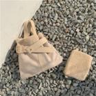 Set: Faux Leather Tote Bag + Fleece Pouch