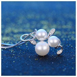 Rhinestone Pearl Twig Pendant