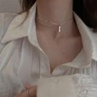 Lettering Layered Sterling Silver Choker 925 Silver - Necklace - Silver - One Size
