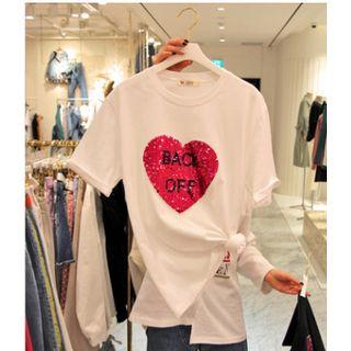 Sequin Heart Short-sleeve T-shirt