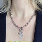 Stainless Steel Dollar Sign Pendant Necklace Necklace - As Shown In Figure - One Size