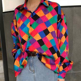 Color Block Shirt As Shown In Figure - One Size