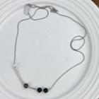 Bead Necklace 1pc - Black & White & Silver - One Size