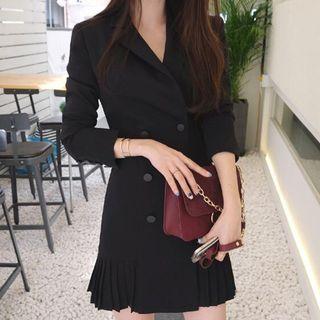 Double-breasted Long-sleeve Mini A-line Dress