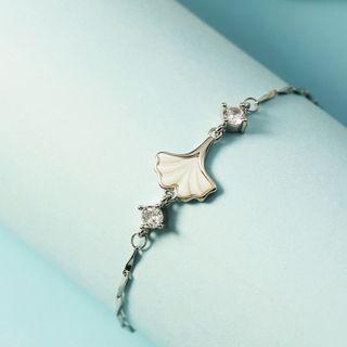 Leaf Alloy Bracelet White Leaf - Silver - One Size