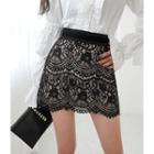Inset Shorts Lace-overlay Mini Skirt