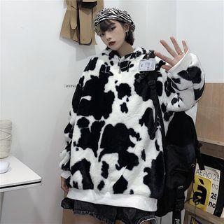 Cow Print Fleece Hoodie