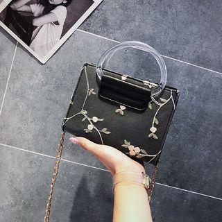 Embroidered Top Handle Crossbody Bag