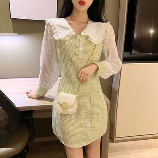 Peter-pan-collar A-line Mesh Dress