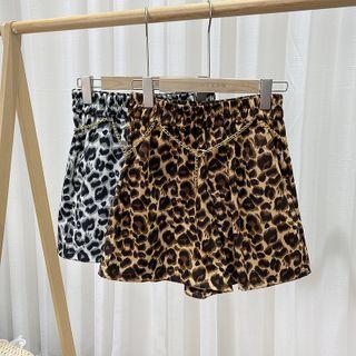 Leopard Print Chain Wide-leg Shorts