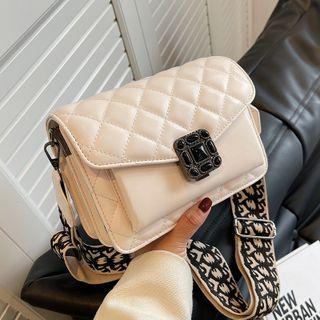 Paneled Quilted Flap Crossbody Bag