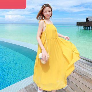 Plain Tie Strap Maxi Dress