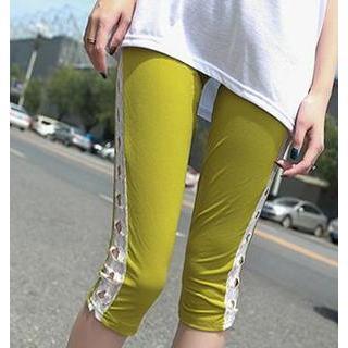Lace Trim Cropped Leggings