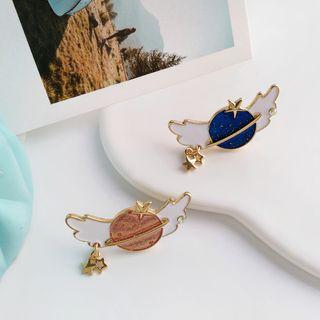 Alloy Flying Planet Brooch