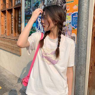 Short-sleeve Cloud Printed T-shirt White - One Size