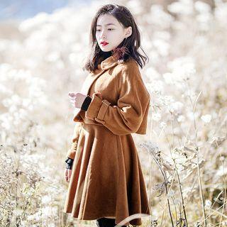 Set: Buttoned Coat + Sleeveless A-line Dress