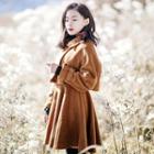 Set: Buttoned Coat + Sleeveless A-line Dress