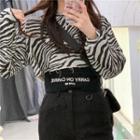 Printed Camisole / Long-sleeve Zebra Print Cropped Sweatshirt