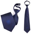 Embroidered Neck Tie Navy Blue - One Size