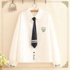 Devil Embroidered Long-sleeve Shirt With Tie